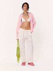 Light Pink Textured Cropped Shirt